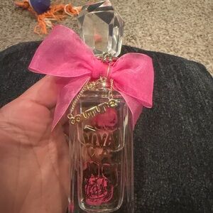 Juicy Couture Perfume Bottle with Pink Bow and Crystal Cap